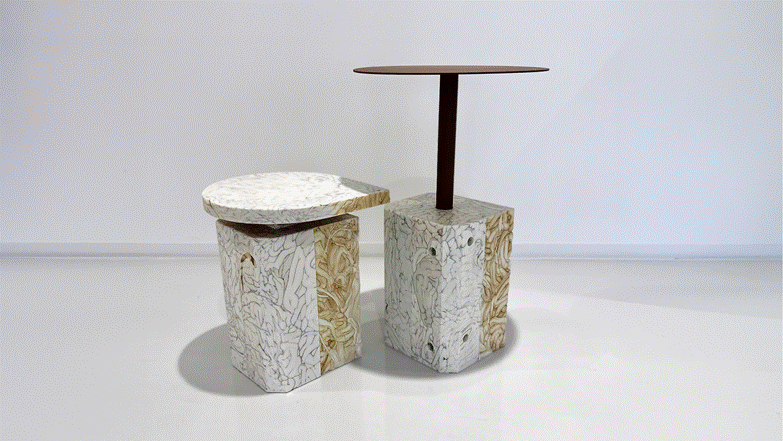 廃材から作ったサイドテーブルとスツール