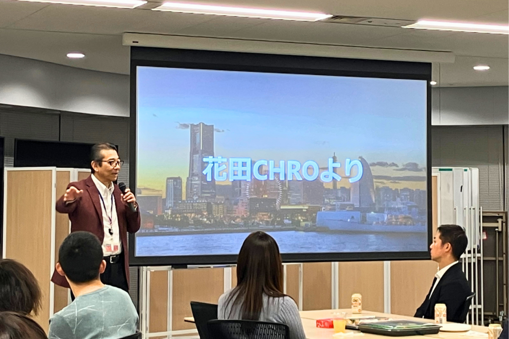 乾杯の挨拶をする日揮HD専務執行役員CHRO花田さん